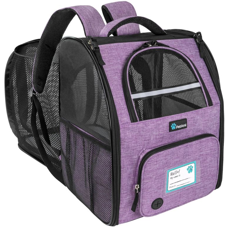 インコ 小鳥 バード トラベルキャリアー PetAmi Dog Cat Backpack Carrier, Expandable Pet Carrier Backpack for Travel Hiking, Small Medium Dog Puppy Large Cat Carrying Backpack, Airline Approved Ventilated Soft Back Support, 18 lbs, Pu 【並行輸入品】