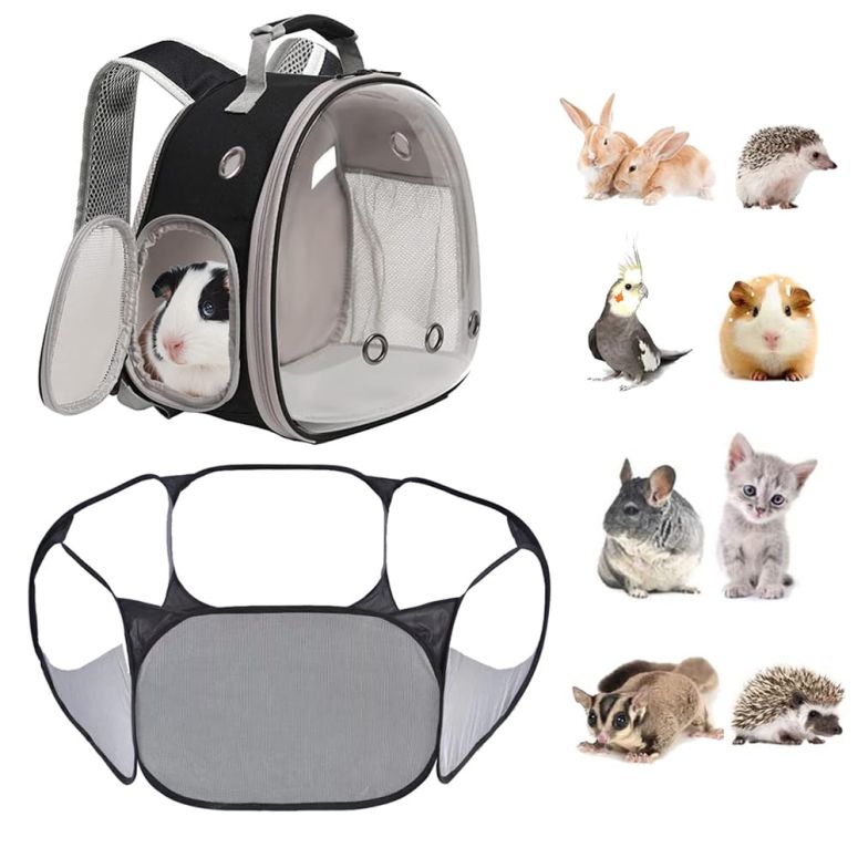 インコ 小鳥 バード トラベルキャリアー 2-Pack Guinea Pig Carrier Backpack and Playpen Set - Breathable Pet Playpen Pop Open Outdoor/Indoor Exercise Fence, Portable Small Animal Backpack for Bearded Dragon, Rabbits, Hamster, Chinchil 【並行輸入品】