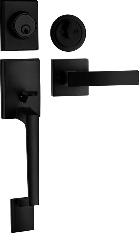 ドアノッカー Berlin Modisch Single Cylinder HandleSet with Lever Door Handle (for Entrance and Front Door) Reversible for Right and Left Handed deadbolt Handle Set Iron Black Finish 【並行輸入品】
