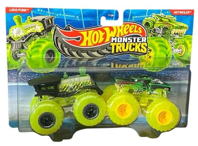 ホットウィール 異類異形貨物自動車 Hot Wheels Monster Trucks - Loco Punk \u0026 Hotweiler 2 Pack - 1:64 Scale Diecast Toy Vehicles 【並行輸入品】