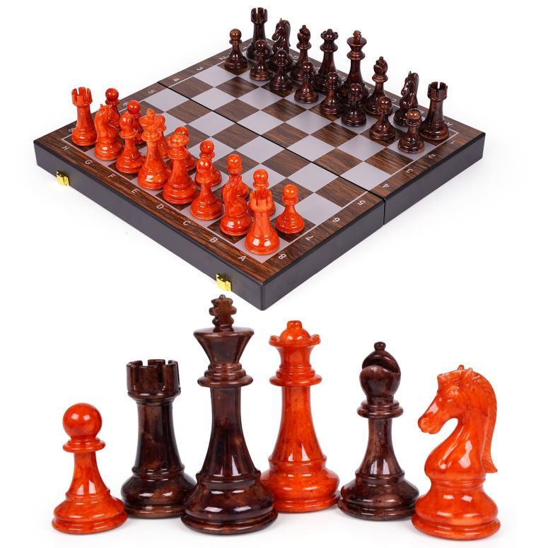 チェスセット 17 Inch Super Large Chess Set, Weighted Acrylic Chess Pieces with Zinc Alloy Core, 4.2” King Luxury Staunton Chess Set, Professional Tournament Folding Chess Board for Home, Club & Display 【並行輸入品】