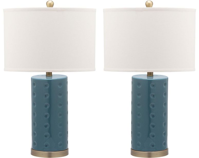 サファヴィヤ safavieh 速見表照明ランプ サファビヤ サファヴィア SAFAVIEH Lighting Collection Roxanne Modern Blue Ceramic 26-inch Bedroom Living Room Home Office Desk Nightstand Table Lamp Set of 2 (LED Bulbs Included) 【並行輸入品】