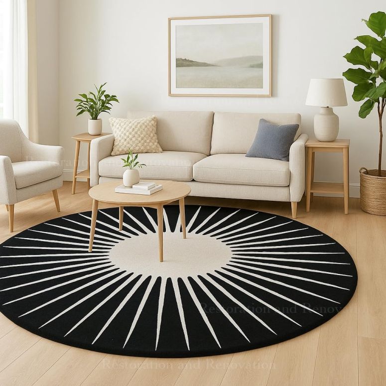 サファヴィヤ safavieh テーブルランプ サファビヤ サファヴィア Restoration and Renovation Modern Round Area Rug ? Hand-Tufted with 100% NZ Wool, Thick & Soft Circular Carpet for Living Room, Bedroom & Dining Room Decor (Black, 5' Ro 【並行輸入品】｜MJ-MARKET