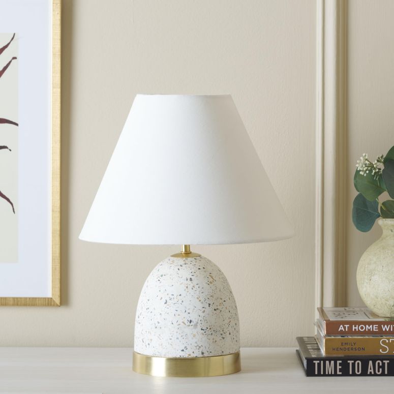 サファヴィヤ safavieh 速見表照明ランプ サファビヤ サファヴィア SAFAVIEH Lighting Collection Nicolai White Terrazzo/Gold 16-inch Table Lamp (LED Bulb Included) 【並行輸入品】