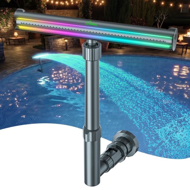 庭園 吹き上げ 室内装飾吹き上げ 置き型 吹き上げ 滝のオブジェ ウォーターフォールファウンテン UIRWAY [Solar Pool Fountain] F5 Pro, Dual Light Strip 52 Ultra-Bright LEDs Unique Design, 10 Colors Pool Lights with 4 Modes, Remote Control, Adju 【並行輸入品】