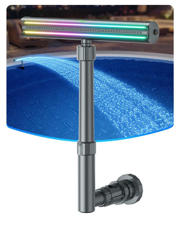 庭園 吹き上げ 室内装飾吹き上げ 置き型 吹き上げ 滝のオブジェ ウォーターフォールファウンテン UIRWAY Dual Light Strip Solar Pool Fountain F5 Pro, 52 Ultra-Bright LEDs, 10-Color Pool Lights, 120FT Remote Control, Adjustable Angle, for Above  【並行輸入品】