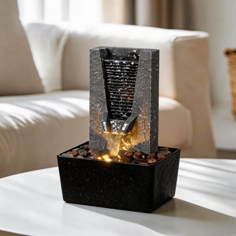 卓上 吹き上げ 滝のオブジェ テーブルトップファウンテン 室内装飾吹き上げ Zen Tabletop Indoor Water Fountain - Indoor Waterfall with LED Light, Relaxing Water Sounds for Office Desk Decor, Home Meditation \u0026 Stress Relief, Ideal Relaxation G 【並行輸入品】