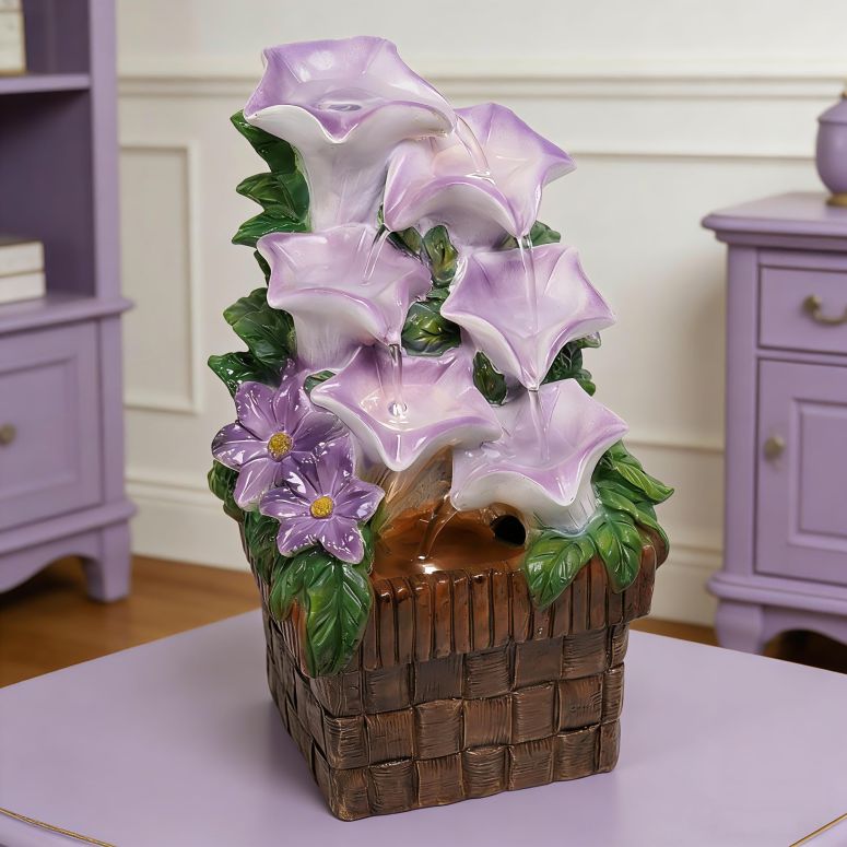 卓上 吹き上げ 滝のオブジェ テーブルトップファウンテン 室内装飾吹き上げ WZAPPKEW Tabletop Water Fountain Purple Water Fountains Indoor Morning Glory Themed Lavender Desk Fountain with Light for Home Heavenly Blue Zen Water Fountain for Ro 【並行輸入品】