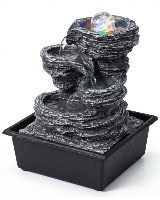 卓上 吹き上げ 滝のオブジェ テーブルトップファウンテン 室内装飾吹き上げ Twirleternity Tabletop Water Fountain with LED Lights \u0026 Rolling Bubble Ball, Indoor Waterfall Fountains for Home Office Zen Meditation Decor, Best Home Gifts for Frie 【並行輸入品】
