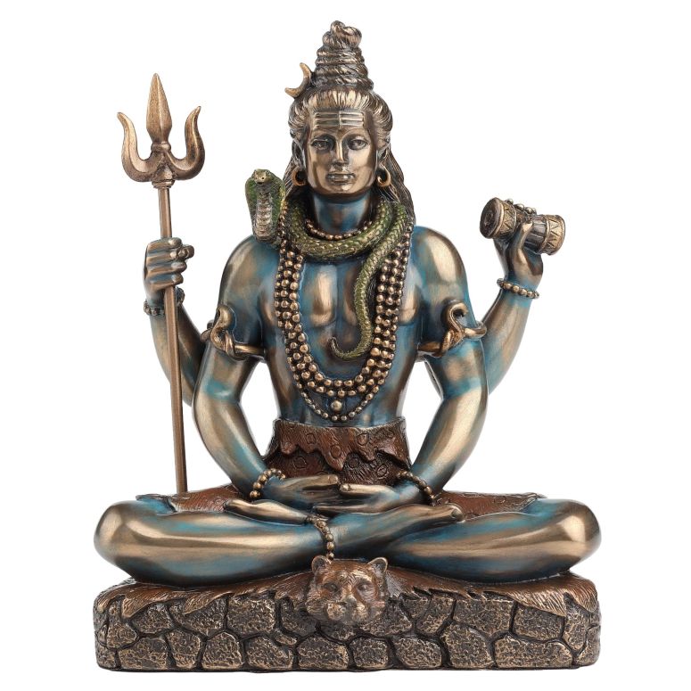 飾りもの時辰儀 今めかしい Veronese Design 6 1/4 Inch Lord Shiva インチ Lotus Pose Hindu God Destroyer of Evil Resin Statue Bronze Finish 【並行輸入品】