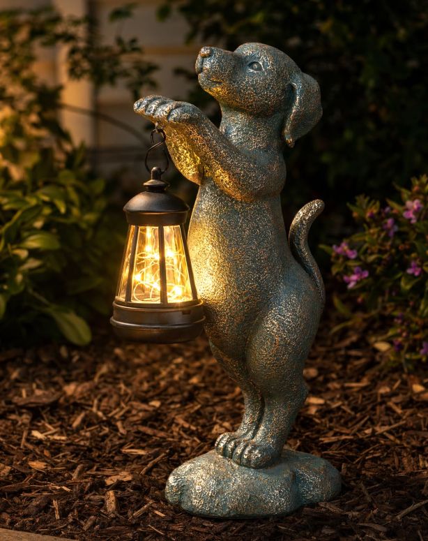 庭園点火装置LEDソーラー点火装置 ソーラー力強さ Solar Dog Garden Statue - Puppy Holding Lantern Outdoor Decor, Waterproof Resin Yard Art Figurine with Warm LED Light for Lawn, Patio, Porch \u0026 Pathway, Perfect Housewarming Gift for Do 【並行輸入品】