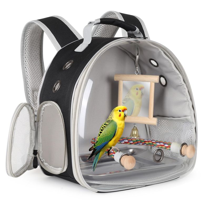 インコ 小鳥 バード トラベルキャリアー Bird Travel Carrier Bubble Window Backpack with Mirror Parrot Standing Toy,Portable Parrot Cage Backpack with Stand Perch, Pet Travel Bag for Cockatiels,Parrots,Love Bird,Small Birds 【並行輸入品】｜MJ-MARKET
