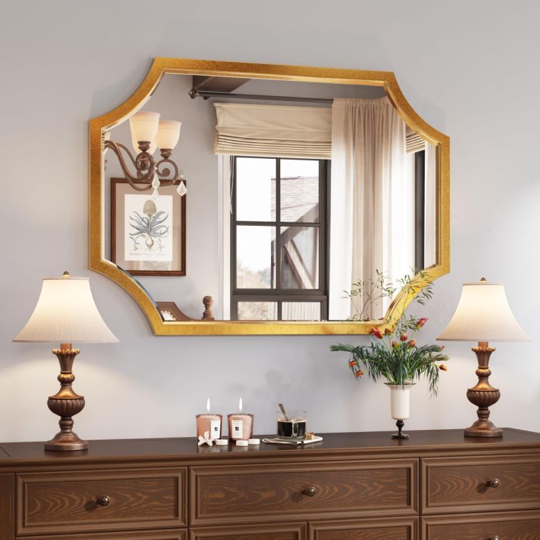 ドアノッカー Kelly Miller Small Gold Mirror for Wall, 20"x28" Gold Bathroom Vanity Mirror Scalloped Mirror Decorative Wall Mirror Beveled for Master Bath Half Bath Living Room Bedroom Fireplace Mantle Entryway 【並行輸入品】｜MJ-MARKET 39,845円