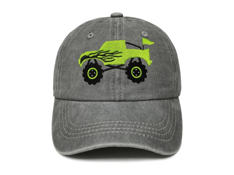 ホットウィール 変わり種貨物自動車 Shenbors Embroidered Monster Truck Hats for Boys Girl, Children\u0027s Washed Gray Adjustable Baseball Cap Dad Hat for Kids Child 【並行輸入品】