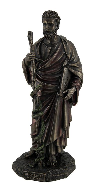チェス書き割り Veronese Design Hippocrates Greek Father of Medicine Holding Book \u0026 Staff Bronze Finish Statue 【並行輸入品】