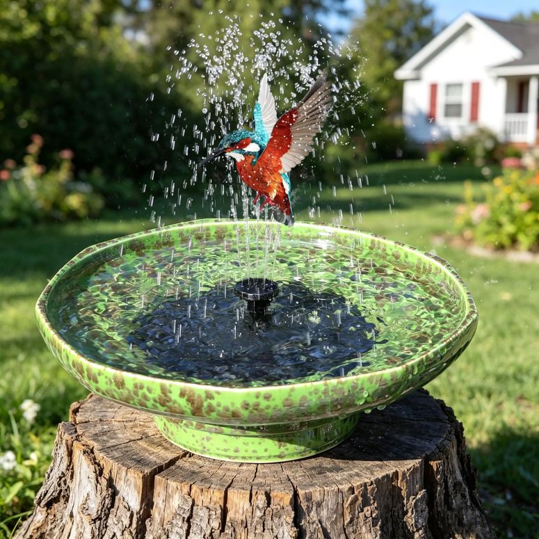 卓上 噴水 滝のオブジェ テーブルトップファウンテン インテリア噴水 Solar Fountain Ceramic Bird Bath,Birdbaths for Outdoors,Outdoor Fountain Bird Bath,Garden and Home D?cor. 【並行輸入品】｜MJ-MARKET