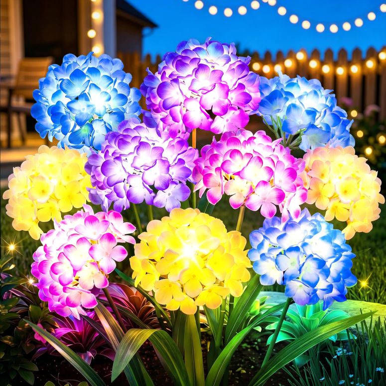 ガーデンライトLEDソーラーライト ソーラーパワー KOOPER Solar Flower Lights, 4 Pack 5-Head Hydrangea with 3X Larger LED Beads, Brighter & Fuller Glow, Solar Lights Outdoor Waterproof, Solar Garden Decor for Yard, Pathway, Patio, Gift 【並行輸入品】｜MJ-MARKET