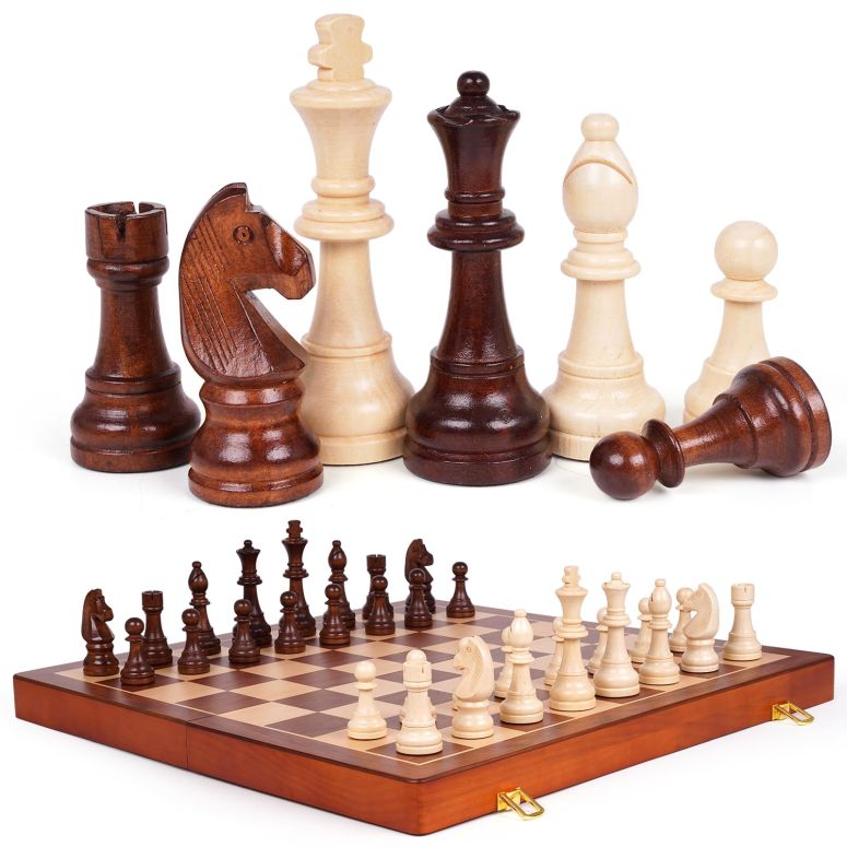 チェスセット 20 Inch Super Large Wooden Chess Set, Hand-Carved Wooden Chess Pieces with 4.5&rdquo; King, Built-in Storage & 2 Extra Queens, Luxury Folding Tournament Chess Board Game for Adults and Kids 【並行輸入品】｜MJ-MARKET 28,600円