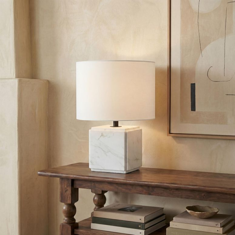 サファヴィヤ safavieh テーブルランプ サファビヤ サファヴィア SAFAVIEH Couture Lighting Collection Zahra White Marble 15-inch Dimmable Table Lamp for Bedroom Living Room Home Office Desk Nightstand (LED Bulb Included) 【並行輸入品】｜MJ-MARKET