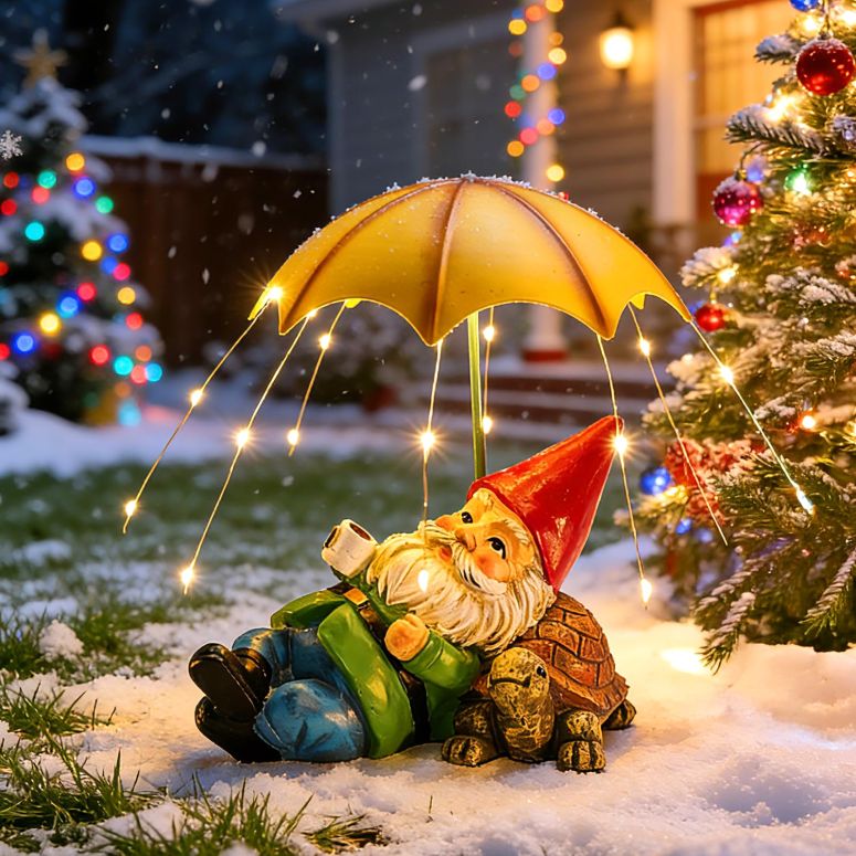 ガーデンライトLEDソーラーライト ソーラーパワー Brightown Solar Garden Decor Gnome Statue Light with 32 LED Lights, Gnome with Umbrella, Hand-Painted Resin, IP65 Waterproof Outdoor Decor for Patio, Balcony & Yard Decorations, Unique 【並行輸入品】|MJ-MARKET