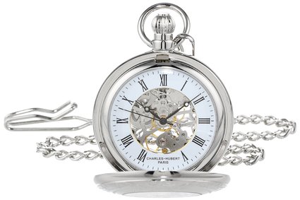 チャールズヒューバート Charles-Hubert, Paris 懐中時計 ポケット チェーン ウォッチ ホワイト 3527-W 【並行輸入品】