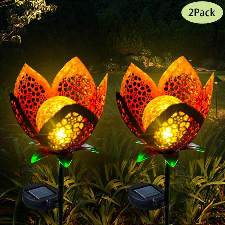 【即納】 苑地ともし火 LEDソーラーともし火 御花 Luxbox Solar Lights Outdoor Decorative for Waterproof IP65 Garden Automatically Illuminates Working 8 Hours Yard Decoration (2 Pack) sokunou 【並行輸入品】