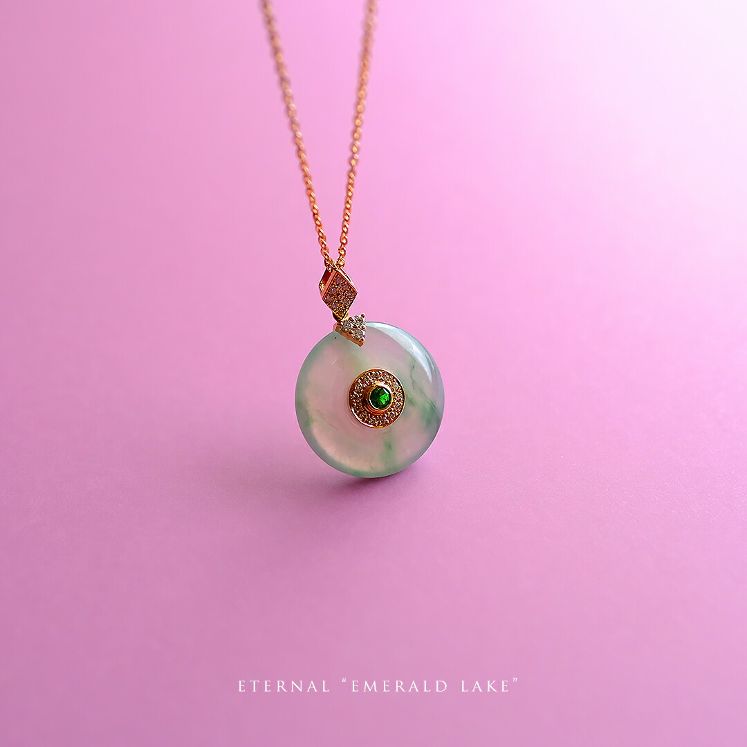 楽天市場】翡翠(ヒスイ)璧×アパタイト×K18YGペンダント『ETERNAL