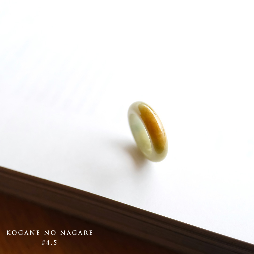 ◆翡翠市◆【特別価格】無処理A貨 天然本翡翠 リング『KOGANE NO NAGARE』4.5号 ミャンマー産 一点物
