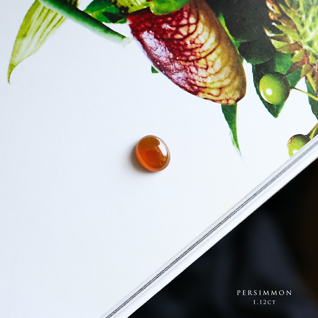 翡翠(ヒスイ)ルース『PERSIMMON』(1.12ct) オレンジ翡翠 希少 一点物 高品質 ミャンマー産天然ひすい ジェダイト 硬玉 ナチュラル 無着色 5月誕生石 誕生日 記念日 国石 パワーストーン ギフト プレゼント セミオーダー オーバル カボション 橙【送料無料】