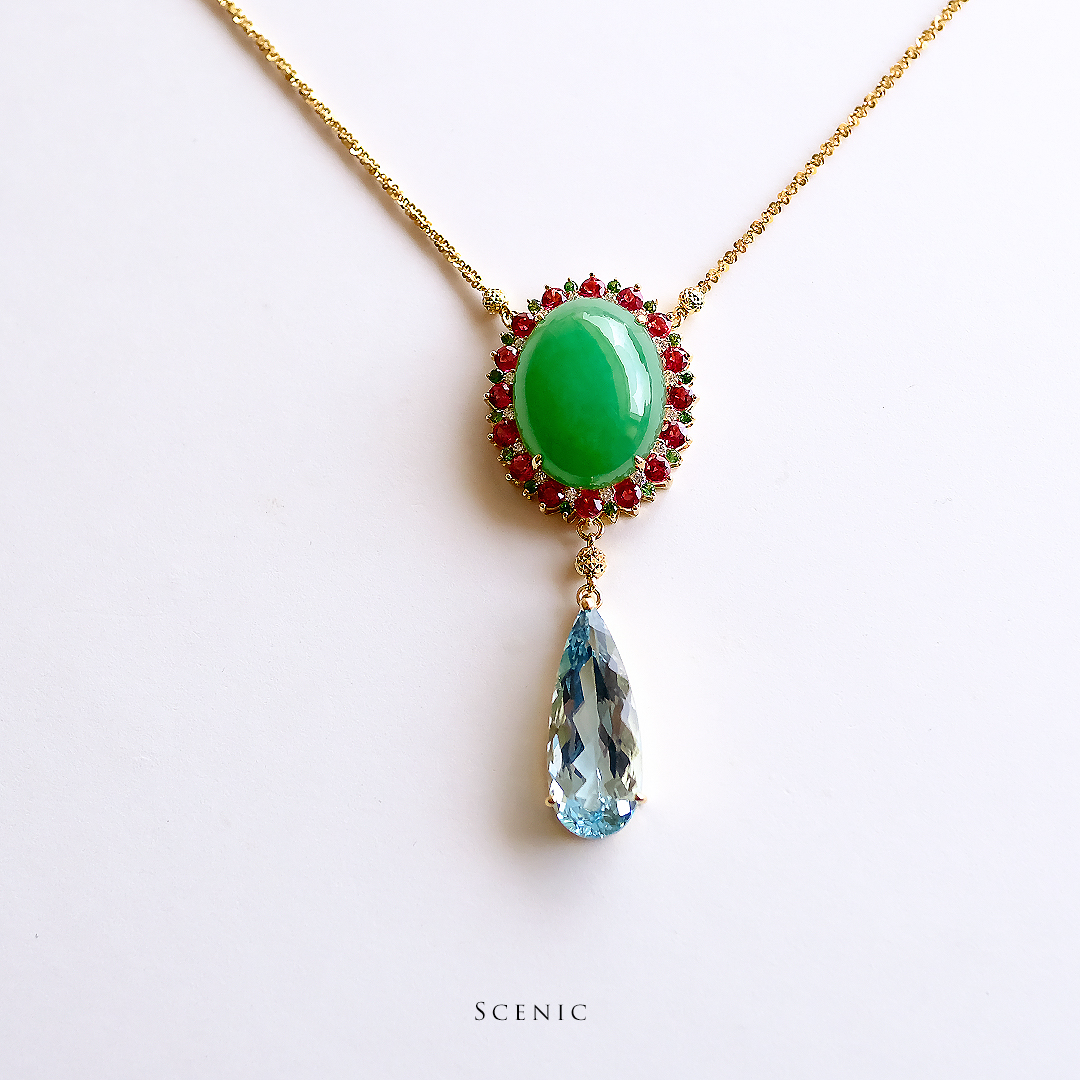 楽天市場】翡翠 2.35ct/1.62ct/12.97ct ネックレス PT900/850 K18YG