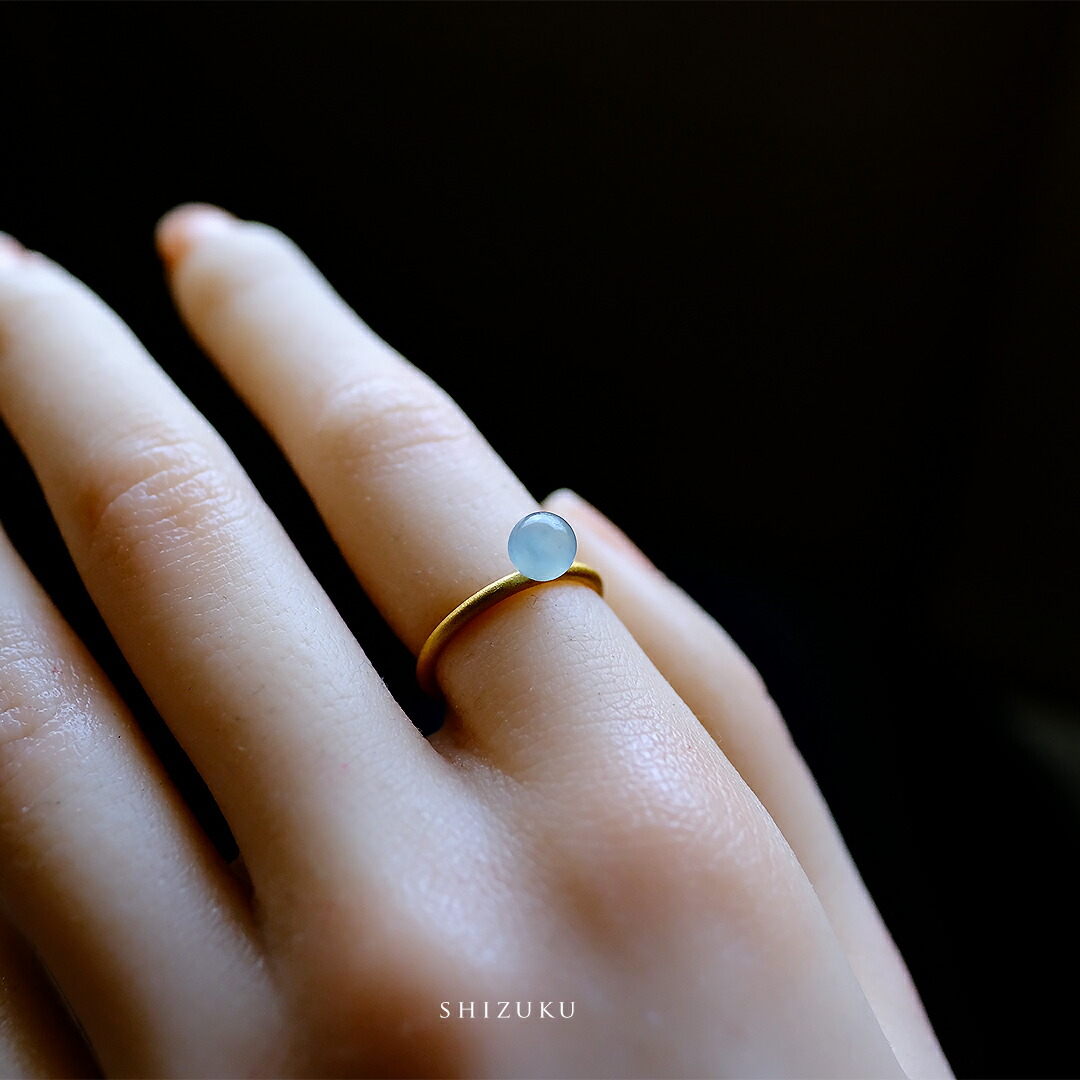 翡翠 (ヒスイ) × Silver925 リング『SHIZUKU』 (5～13.5号/アイシーブルー翡翠) グアテマラ産翡翠 シルバー+金メッキ 指輪 日本製 一点物 無着色 高級 天然ひすい ジェダイト ジュエリー 5月誕生石 国石 ギフト プレゼント お祝い 記念日【送料無料】