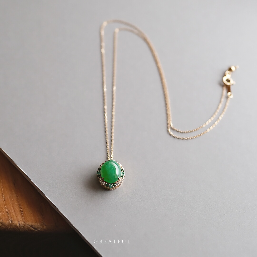 楽天市場】翡翠(ヒスイ) × ダイヤモンド × K18YG ペンダント