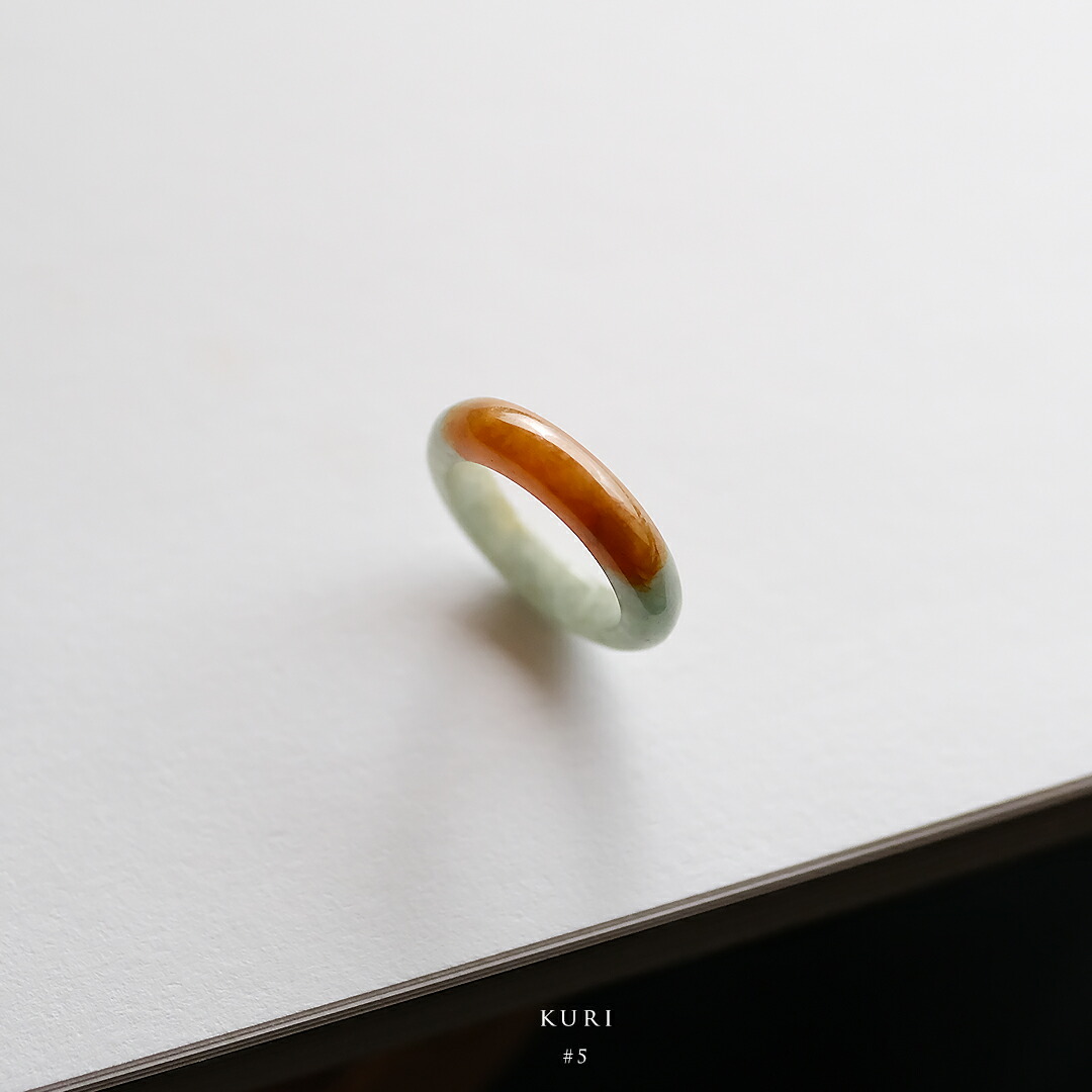 翡翠 (ヒスイ)くりぬきリング 『KURI』( 5号/オレンジ＆グリーン翡翠 ) 一点物 希少 高品質 無着色 ミャンマー産天然ひすい ナチュラルジェダイト 硬玉 5月誕生石 国石 お守り パワーストーン ギフト 誕生日 記念日【送料無料】 13,860円