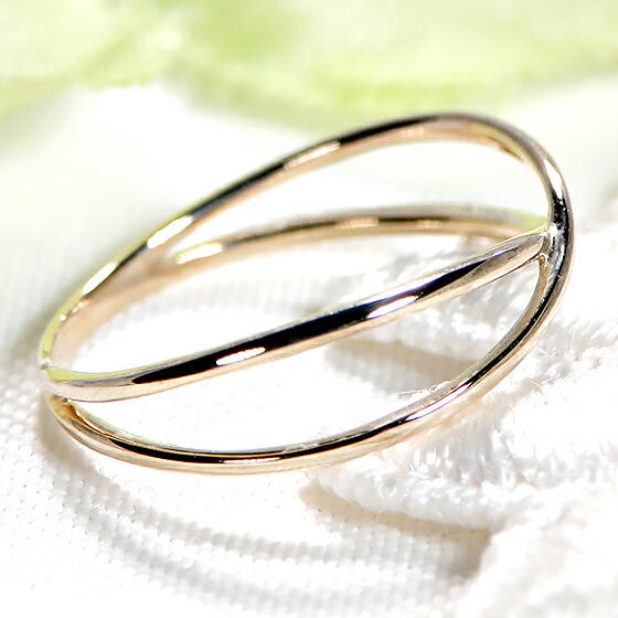 K10yg Pg 10金 地金リング Wg ピンキーリングゴールド ゴールドリング クロスデザイン 代引手数料