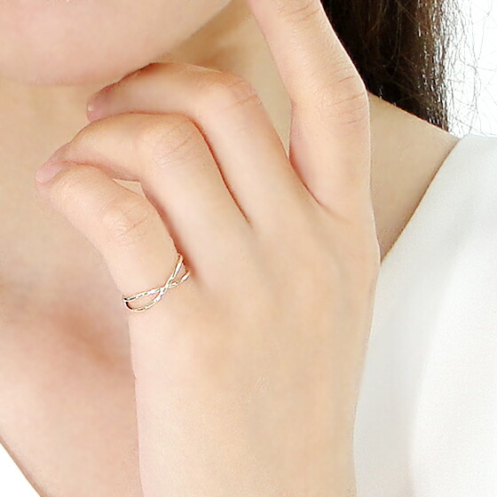 K10yg Pg 10金 地金リング Wg ピンキーリングゴールド ゴールドリング クロスデザイン 代引手数料