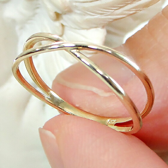 K10yg Pg 10金 地金リング Wg ピンキーリングゴールド ゴールドリング クロスデザイン 代引手数料