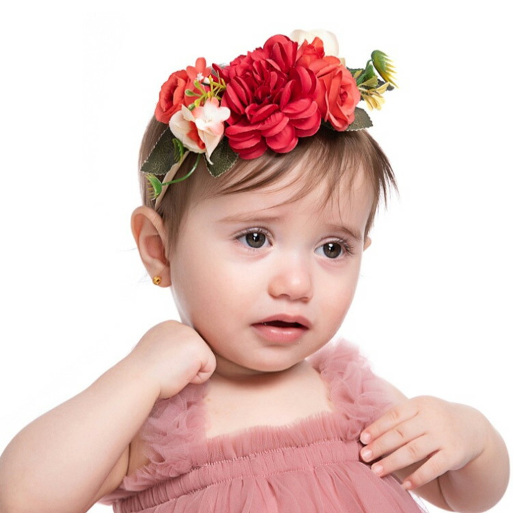 ヘアバンド ベビー 新生児 赤ちゃん 髪飾り ヘアゴム 和風 ヘアアクセサリー ヘッドドレス フラワー