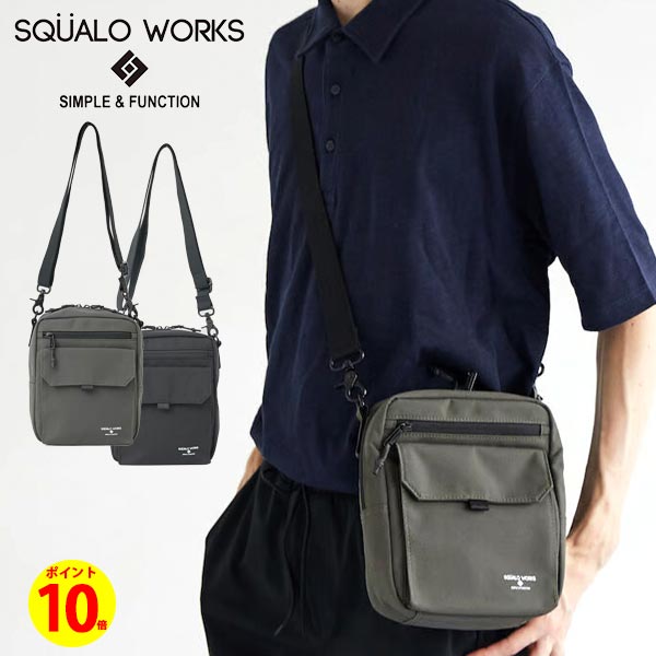 【ポイント10倍】スクアーロ ワークス SQUALO WORKS Nylon OX MINI SHOULDER BAG (Black) SW-NY004 ミニショルダーバッグ 旅行 普段使い ギフト 父の日 プレゼント ナイロンオックス(4580624840801)