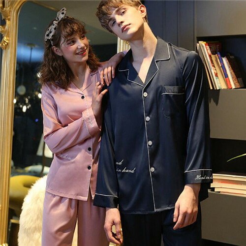 ペアパジャマ 合成 シルク パジャマ ペア おしゃれ 結婚祝い プレゼント ペアパジャマ サテン シルク パジャマ メンズ ペアルック パジャマ おそろい レディース ルームウェア 可愛い カップル ペア 長袖 寝巻き 上下セット パジャマ ペアルック 前開き 部屋着