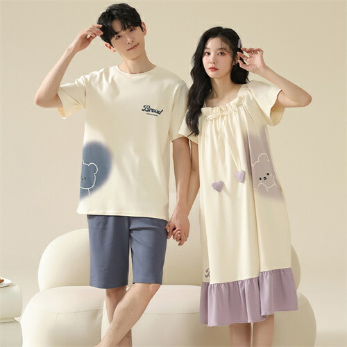 ♥夏の大特価Sale♥素敵なお洋服を着たジャーマンベア♥ 楽天市場】ペア パジャマ 半袖 夏 男女2着 セット メンズ ルームウェア