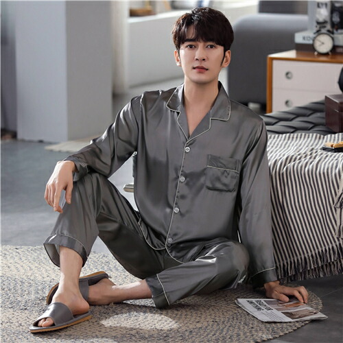 楽天市場】シルク パジャマ メンズ 長袖 前開き セットアップ