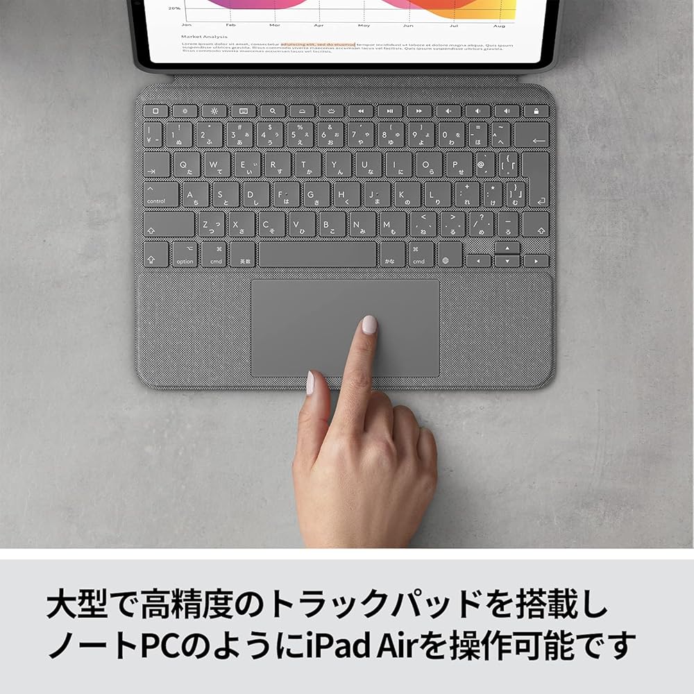ロジクール Logicool iPad Air 10.9インチ 第5世代 第4世代 キーボード一体型ケース Combo Touch iK1095GRAr 日本語キーボード オックスフォードグレー