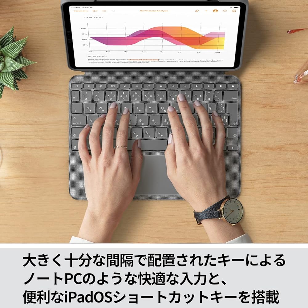 ロジクール Logicool iPad Air 10.9インチ 第5世代 第4世代 キーボード一体型ケース Combo Touch iK1095GRAr 日本語キーボード オックスフォードグレー