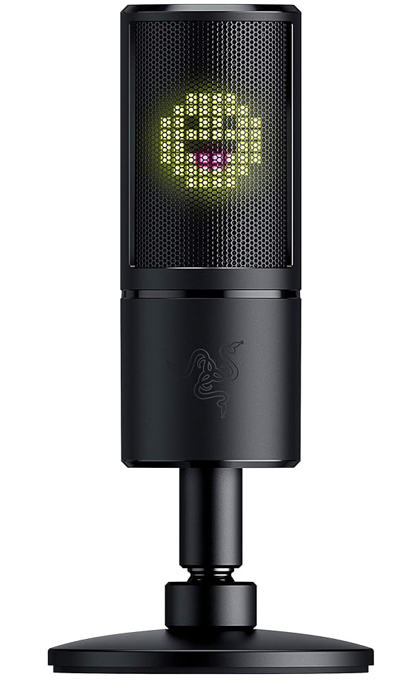 Razer Seiren Emote ストリミーングマイク 8ビットLED見せびらかす ストリーミング化学反応役立つこと むき出し指向性 コンデンサーマイクロホン USB繋ぎ合わせる Twitch相応う