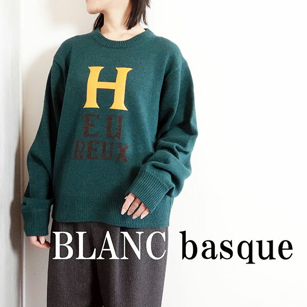 SALE50%OFF【2024秋冬新作】BLANC basque ブランバスク インターシャニットｘフェイクレザー トップス カジュアル ｄグリーン ブラック 秋冬 レディース BB45-717｜セレクトショップＭＫＣ