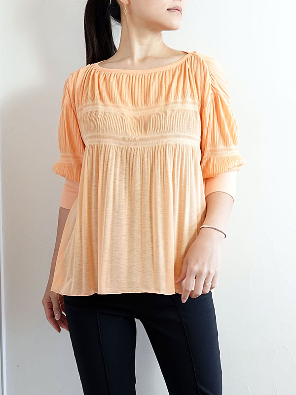【SALE50%OFF】カリテ qualite プリーツドルマンカットソー グリーン オレンジ 春夏 レディース 32420020008