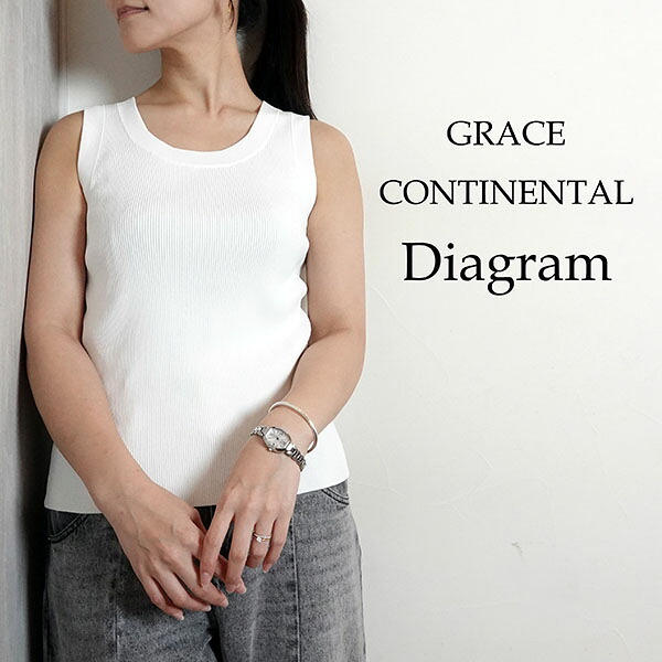 【2026春夏新作】グレースコンチネンタル GRACE CONTINENTAL ダイヤグラム Diagram リブニットタンクトップ ホワイト ピンク ブラック 春夏 レディース 0326243331