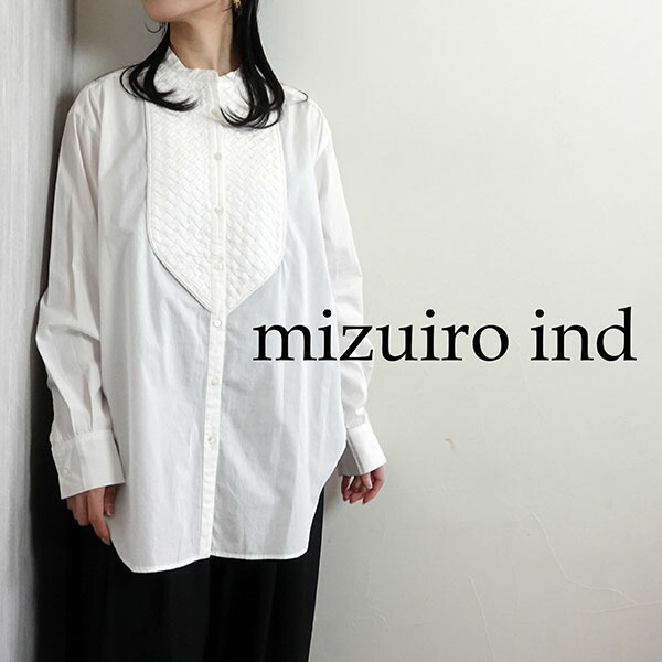 【2026春夏新作】ミズイロインド mizuiroind ブレイディングクロスシャツ オフホワイト 春夏 レディース 1-230145