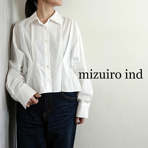 【2026春夏新作】ミズイロインド mizuiroind コクーンショートシャツ トップス オフホワイト ブラック 春夏 レディース 1-230164
