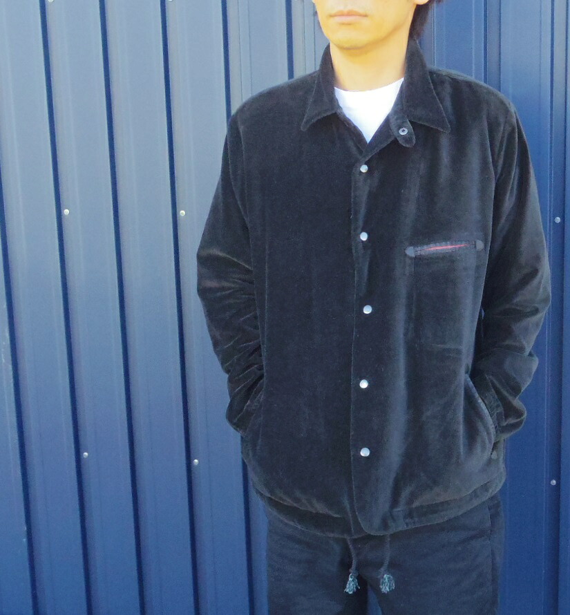 Slow Hands ベロア コーチジャケット ブラック 黒 スロウハンズ VELVET COACH JACKET BLACK メンズ レディース ユニセックス st9 薄手アウター シンプル ナチュラル